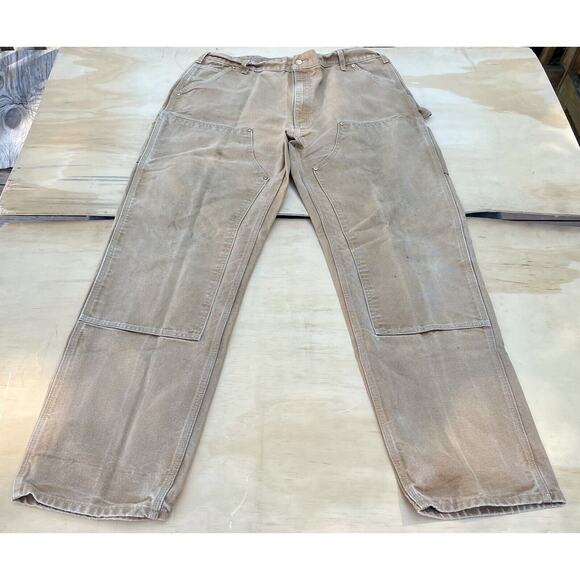 CARHARTT Original Fit Men's Brown Denim Jeans Carpenter Workmen USA SIZE 40X34 - Picture 1 of 10